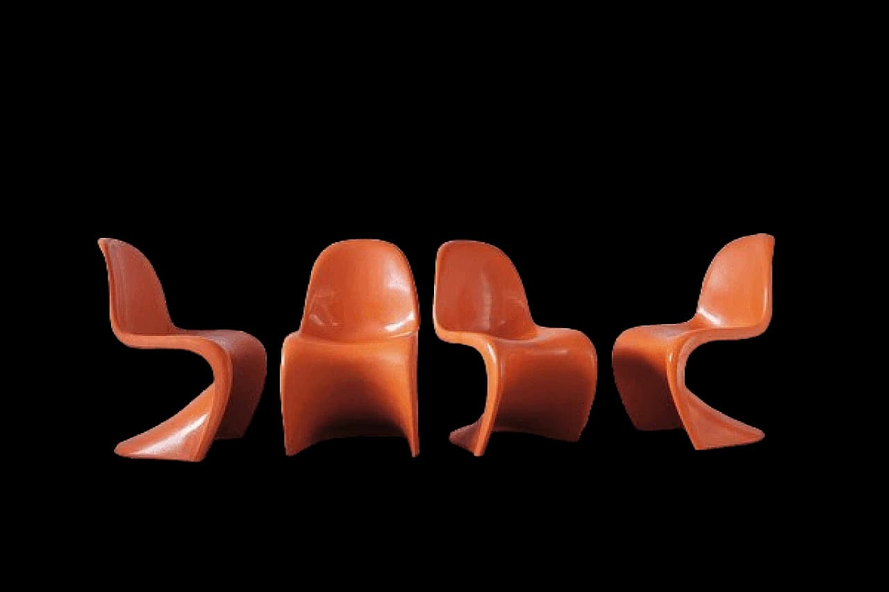 Set of four Herman Miller Panton chairs in orange